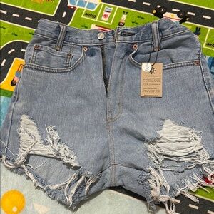 Levi's Blue Distressed Jean Shorts